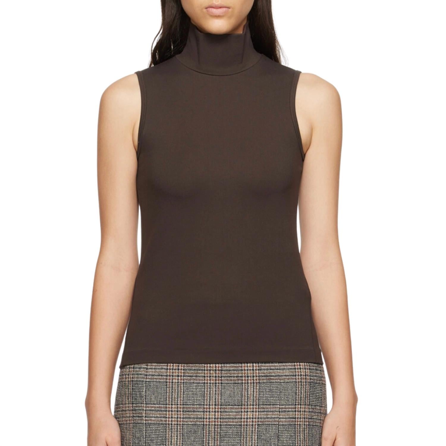 Rag & Bone Women's Irina Ponte Turtleneck Tank Top in brown - women's tank top