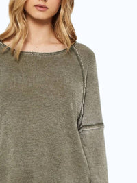 PROJECT SOCIAL T Alright Now Burn Out Thermal Top in sage brush - women's sweater - detail view