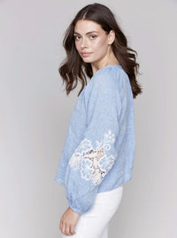 Charlie B - Embroidered Sleeve Blouse