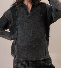 Very J - Mineral Washed Oversized French Terry Knit Top