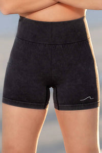 Navano - Acid Wash Pull-on Shorts