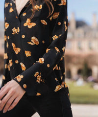 catherine gee Daria French Cuff Silk Blouse in gold monarch - women's blouse - detail view
