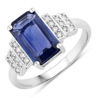 Diana M Jewels Women's Octagon Natural Sapphire Fashion Ring (2.55 Ct) - Signature in 18k white gold - women's jewelry