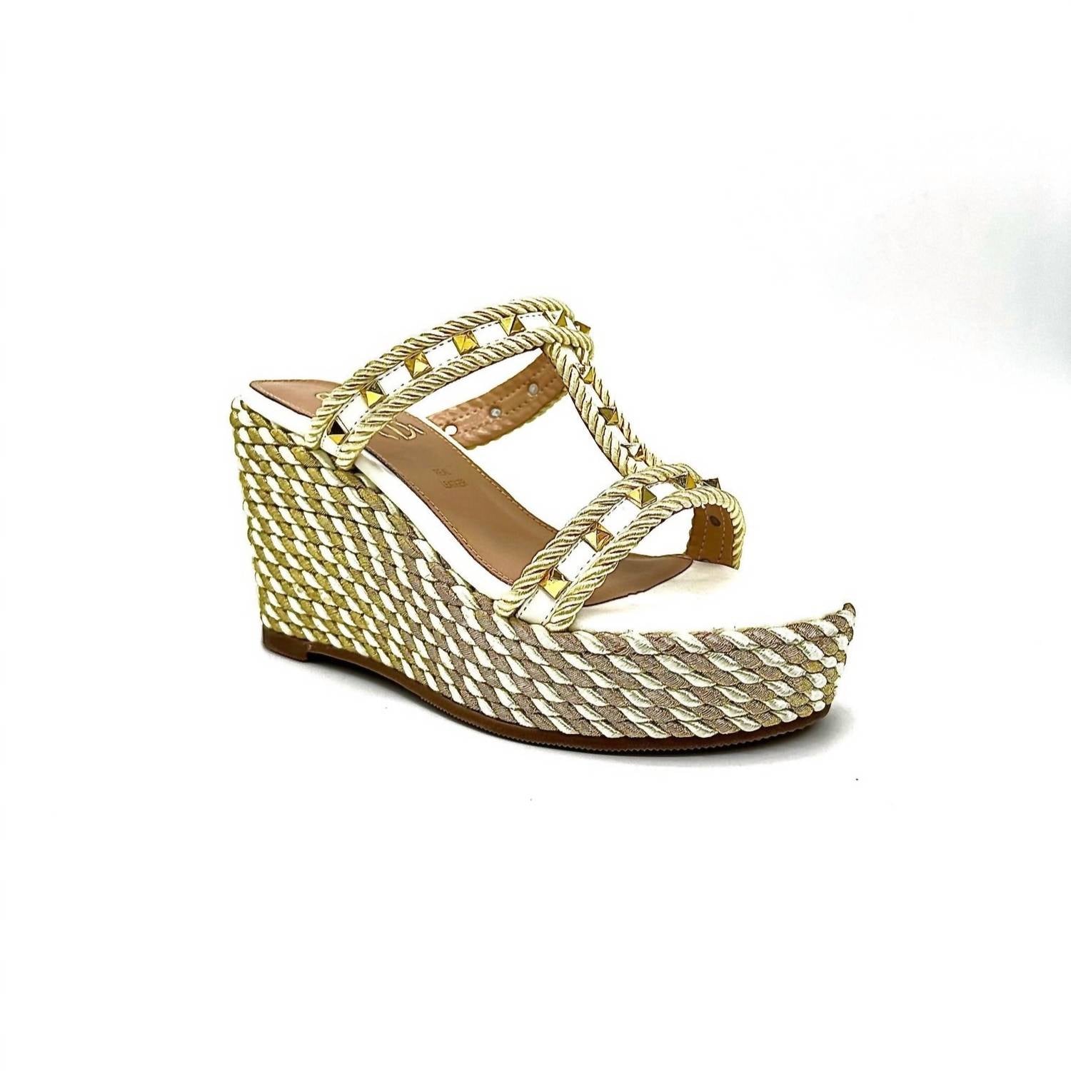 Exe Women's Valeria Wedge Sandal in gold white - women's sandal - alternate view