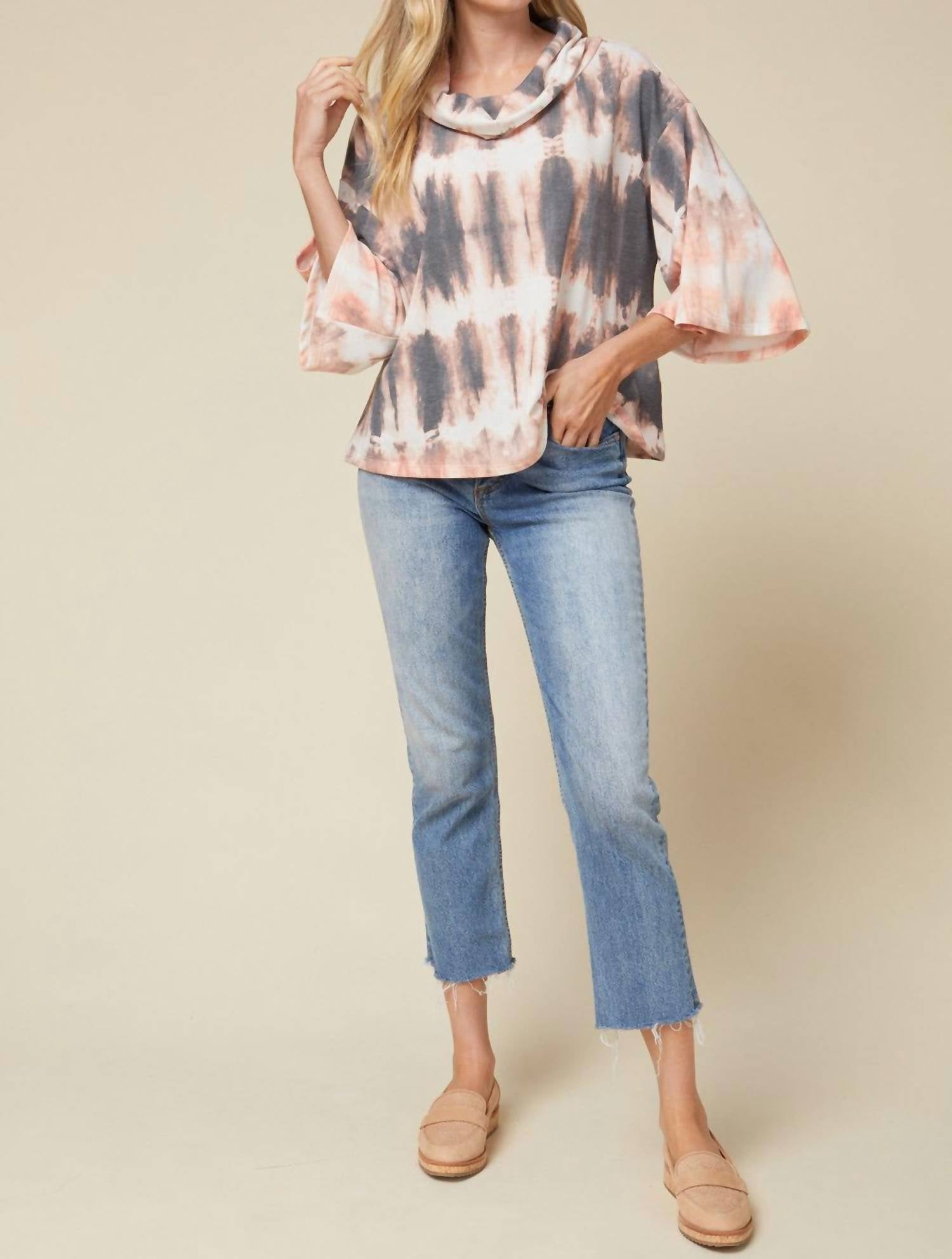 Entro - Tie Dye Cowl Neck Top