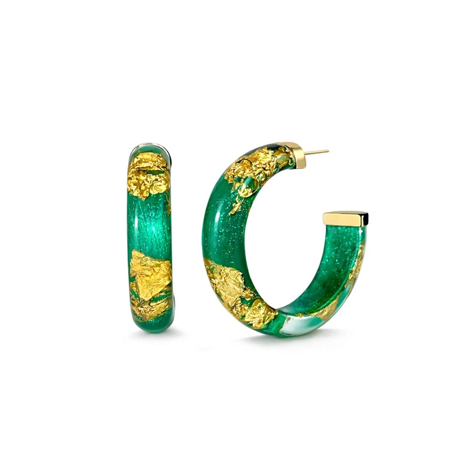Gold & Honey - Women's Small Lucite Hoop Earrings