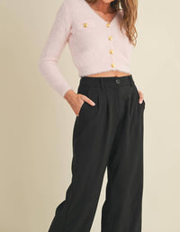 Cloud Ten Fuzzy Knit Crop Cardigan in light pink - women's cardigan - view 4