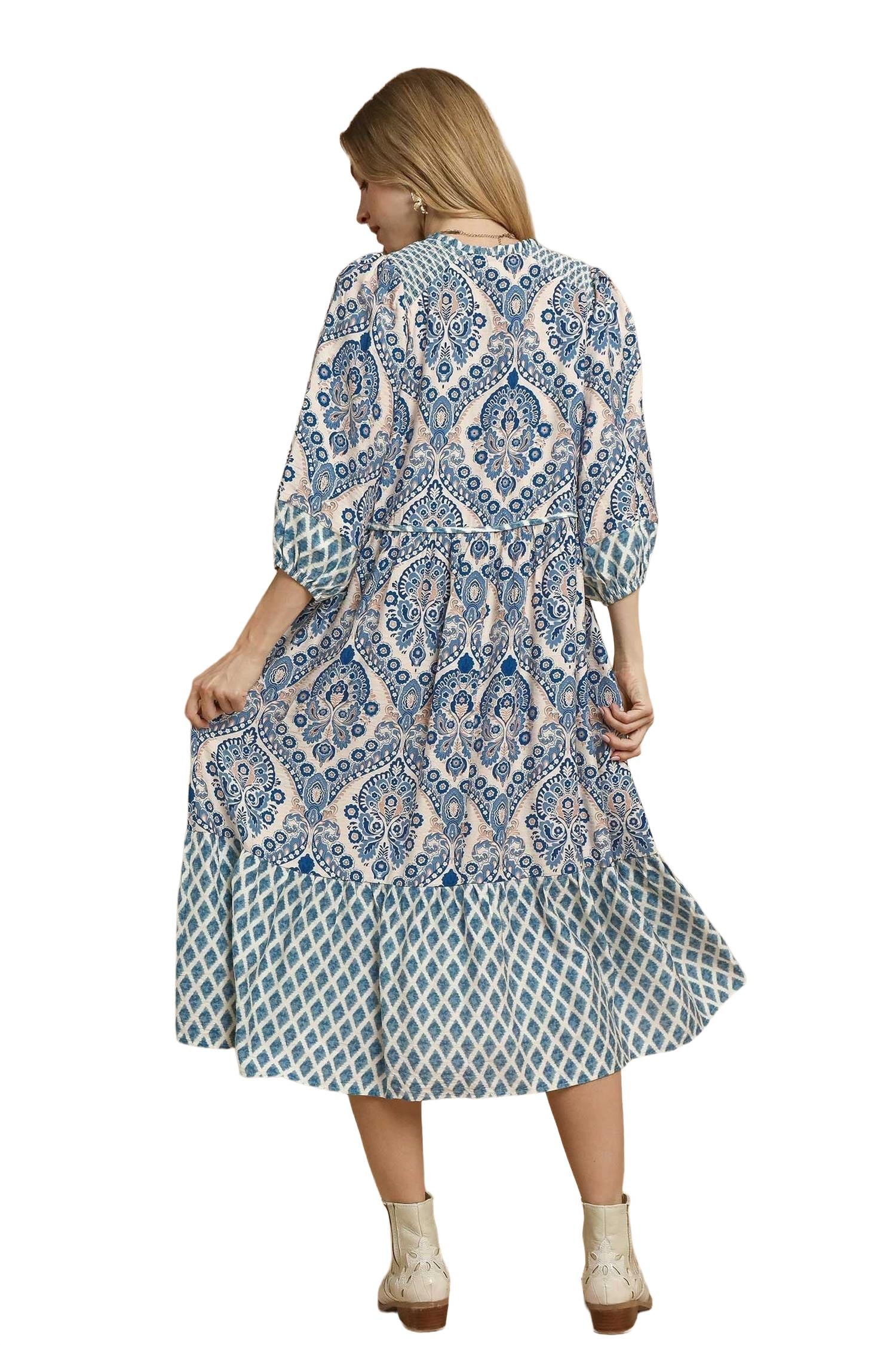 Umgee - Paisley Crosspatch Midi Dress