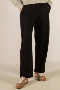 P.CILL Wide Leg Pants With Bottom Slits in black - women's pants - detail view