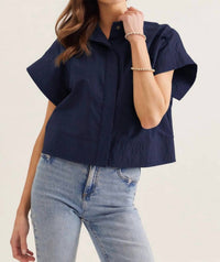 Entro - Short Sleeve Stand Collar Top