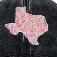 Katydid - Women's Leopard Texas State Embroidered Distressed Trucker Hat
