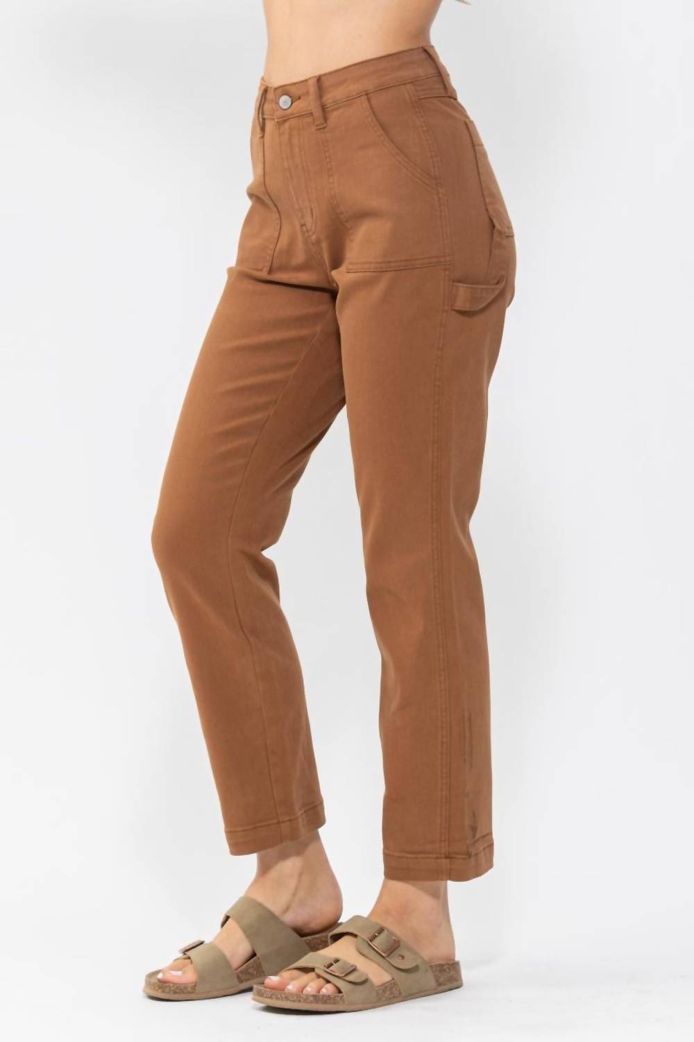 Judy Blue High Waist Utility Slim Fit Jeans in brown - women's jeans - view 5