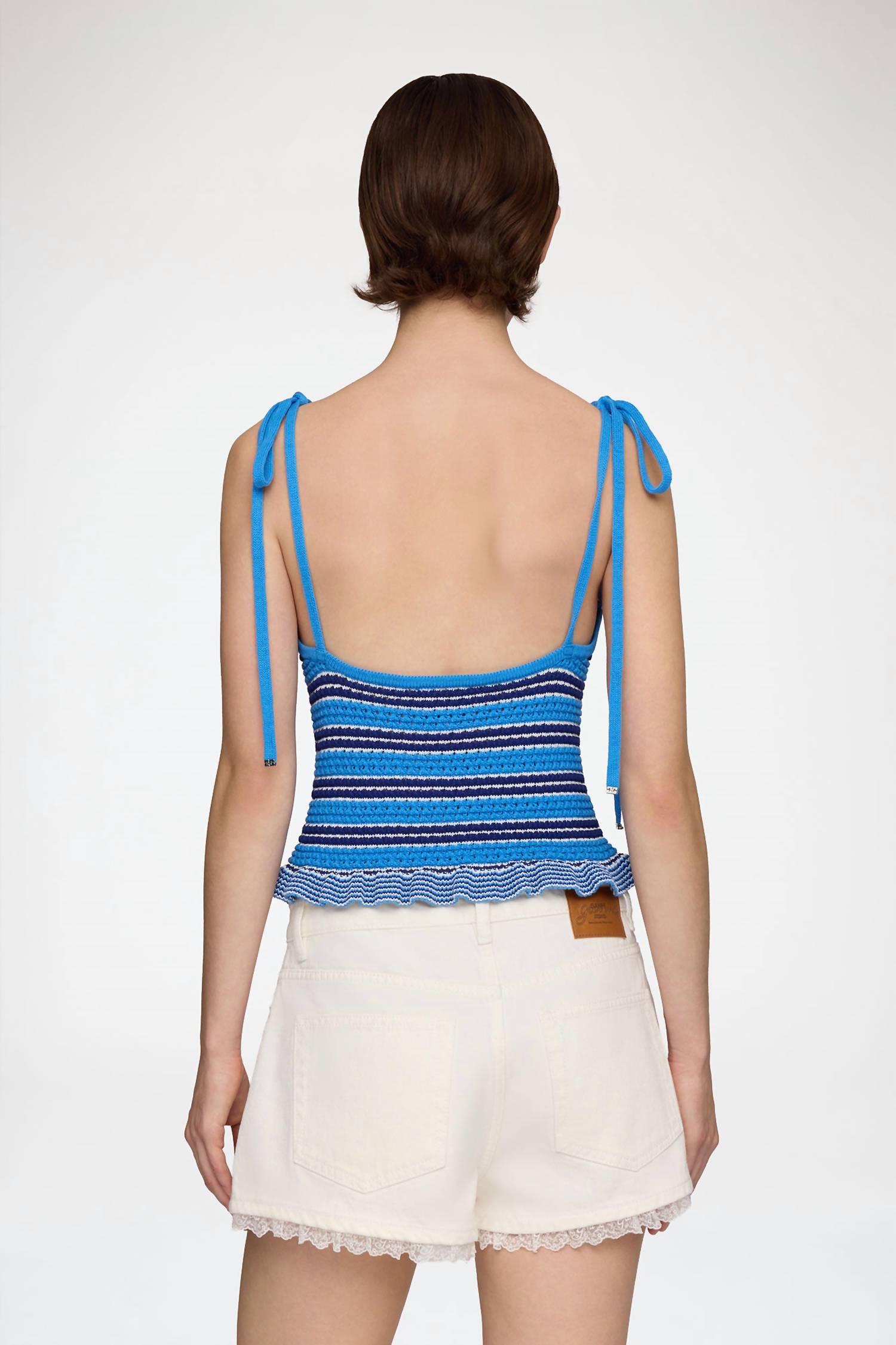 Ganni - Cotton Pointelle Stripe Top
