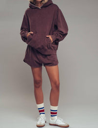Urban Daizy - Vintage-wash Crochet Trim Hooded Sweatshirt