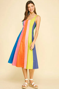 Pinch - Colorblock A-line Midi Dress