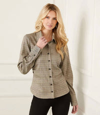 Karen Kane - Stevie Sequin Side-pleat Long Sleeve Shirt