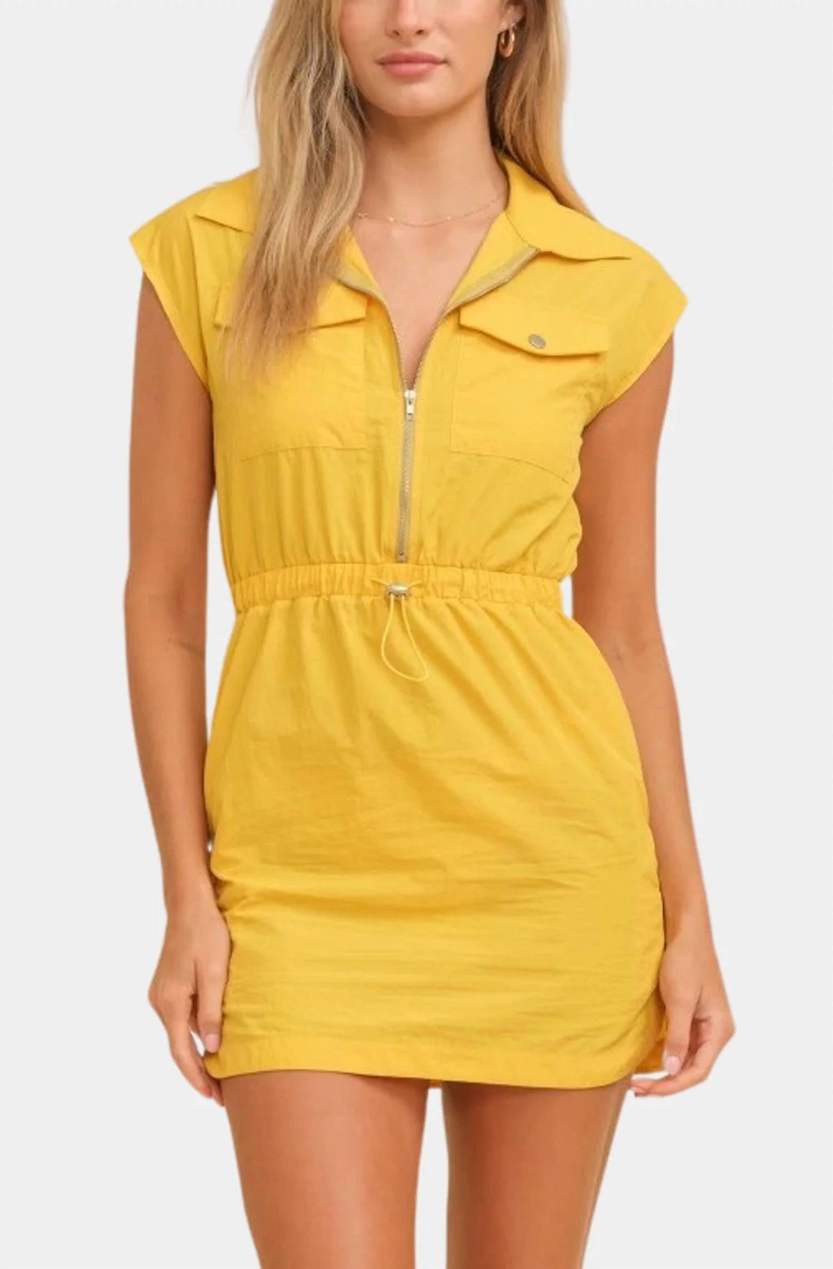 Hausen - Cap Sleeve Zippered Mini Dress
