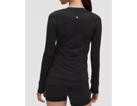 lululemon Swiftly Tech Long Sleeve 2.0 Top in black - women's long sleeve top - detail view