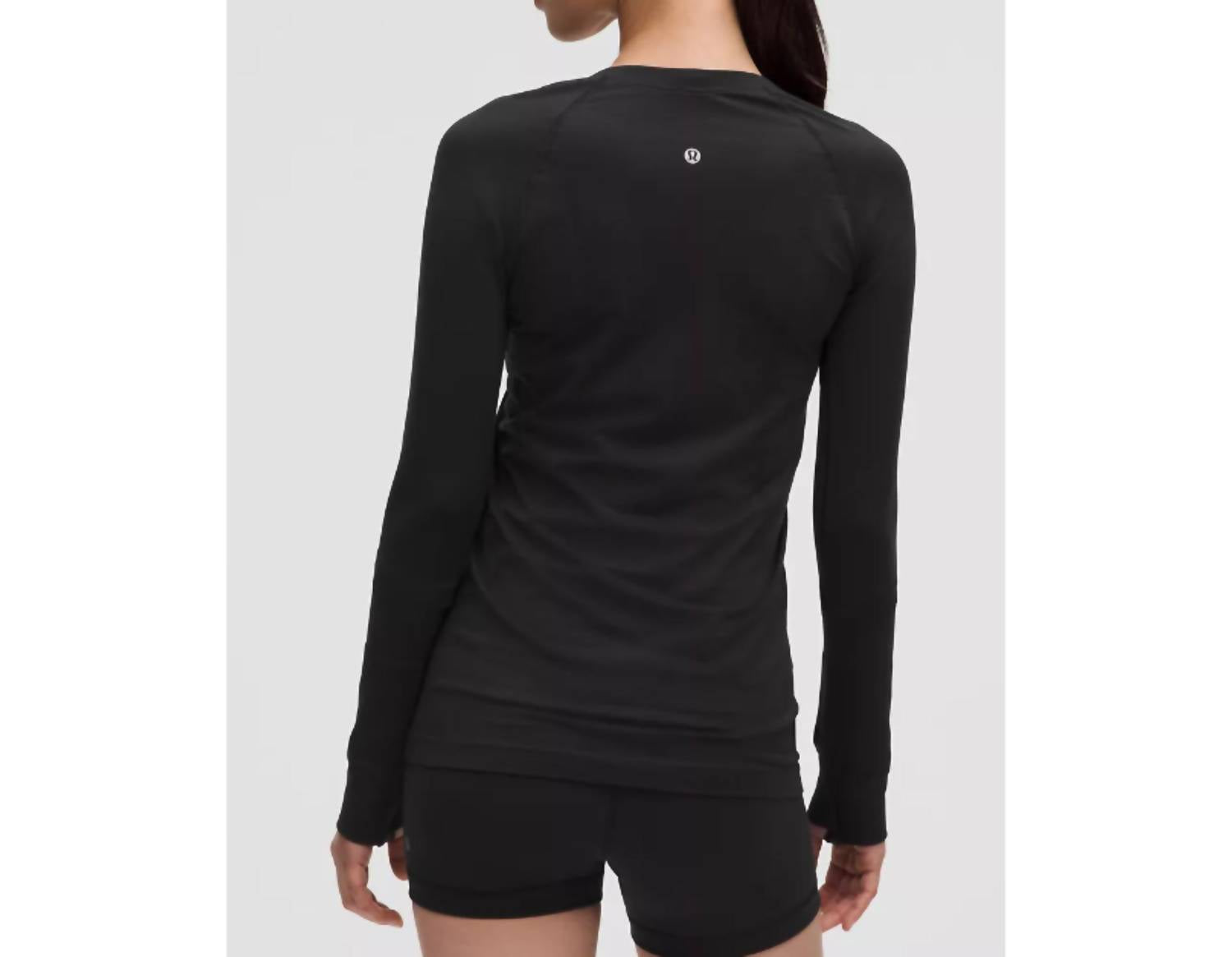 lululemon Swiftly Tech Long Sleeve 2.0 Top in black - women's long sleeve top - detail view