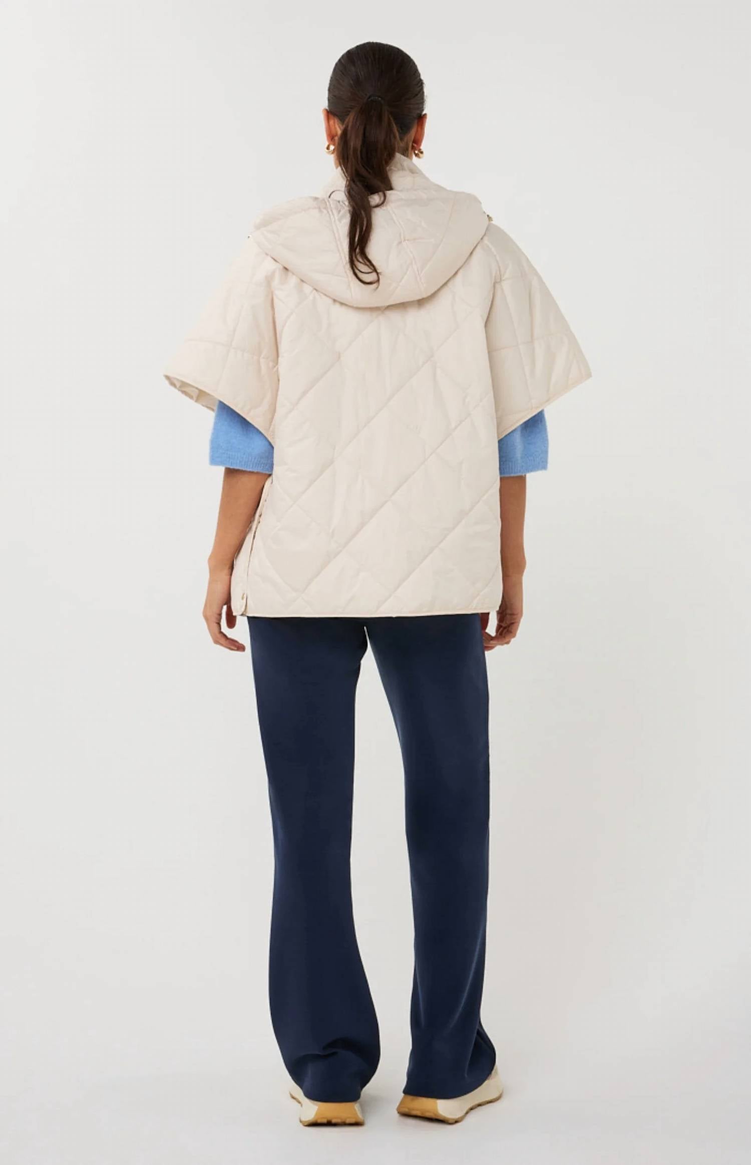 ESQUALO short sleeve body warmer in light sand - women's jacket - alternate view