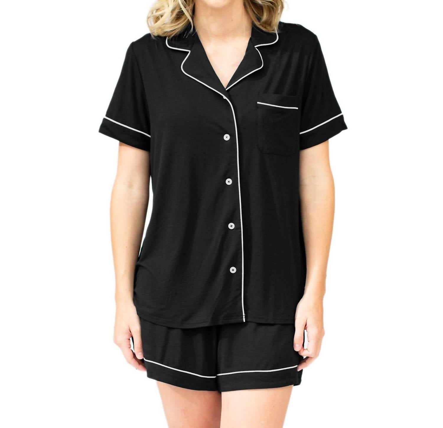 Kindred Bravely Bamboo Maternity & Postpartum Short Sleeve Pajama Set in black - women's intimate