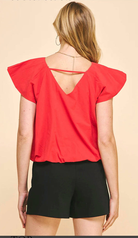 Pinch - Pleated Short Sleeve Woven Top