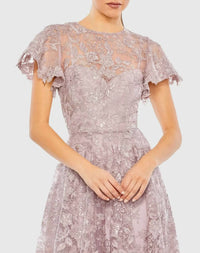 Mac Duggal - Embroidered High Neck Cap Sleeve A Line Gown