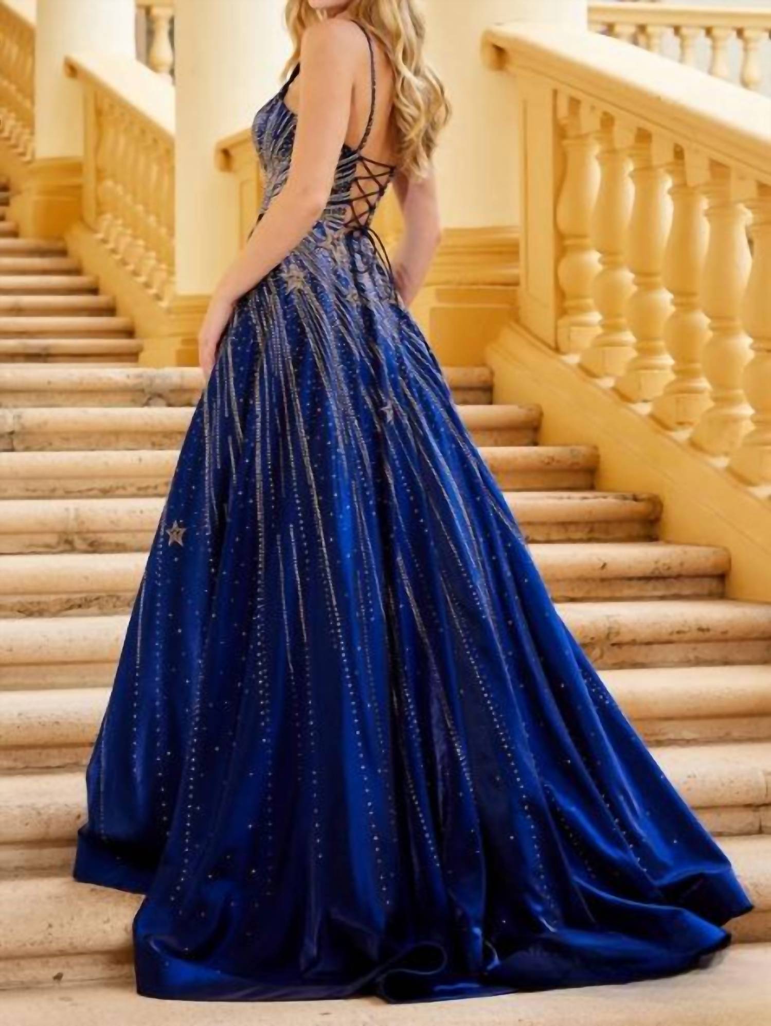 Amarra - Satin Rhinestone Ball Gown
