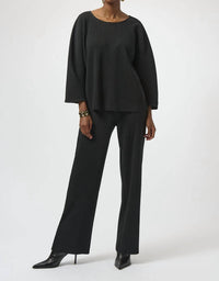 Joseph Ribkoff - Pleated 3/4 Sleeves Boxy Top