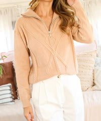 Babe - Textured Half Zip Sweater