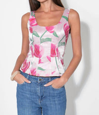adelyn rae Sienna Sleeveless Jacquard Top in tulip - women's tank top