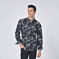 Eight X - Silver Palms and Flowers Button Down Shirt