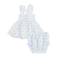 Angel Dear - Girls Lovely Lemons Smocked Top With Bloomer Set