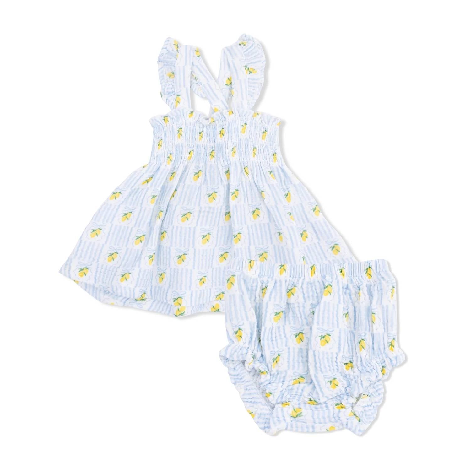 Angel Dear - Girls Lovely Lemons Smocked Top With Bloomer Set
