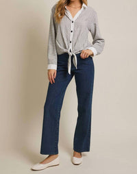 Gilli - Devin Hem Tie Striped Blouse