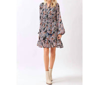 Mittoshop - BOHO PAISLEY PRINT SMOCKED WAIST RUFFLE MINI DRESS