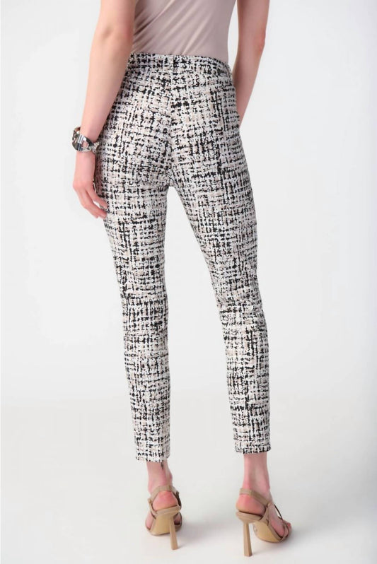 Joseph Ribkoff - Check Print Pull On Slim Cropped Ankle Pant