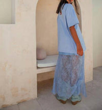 Palm Collective Daintree Lace Skirt in dusty blue - women's skirt - detail view