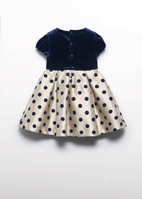 Abel & Lula - Girl's Flocked Polka Dots Mikado Dress