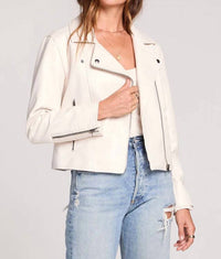 saltwater LUXE Effie Leather Jacket in bone - women's jacket