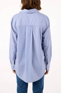 AMO Ruthie Oversized Stripe Shirt in blue multi - women's shirt - alternate view