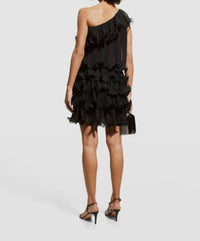 MILLY Ruffle Mini Dress in black - women's dress - alternate view
