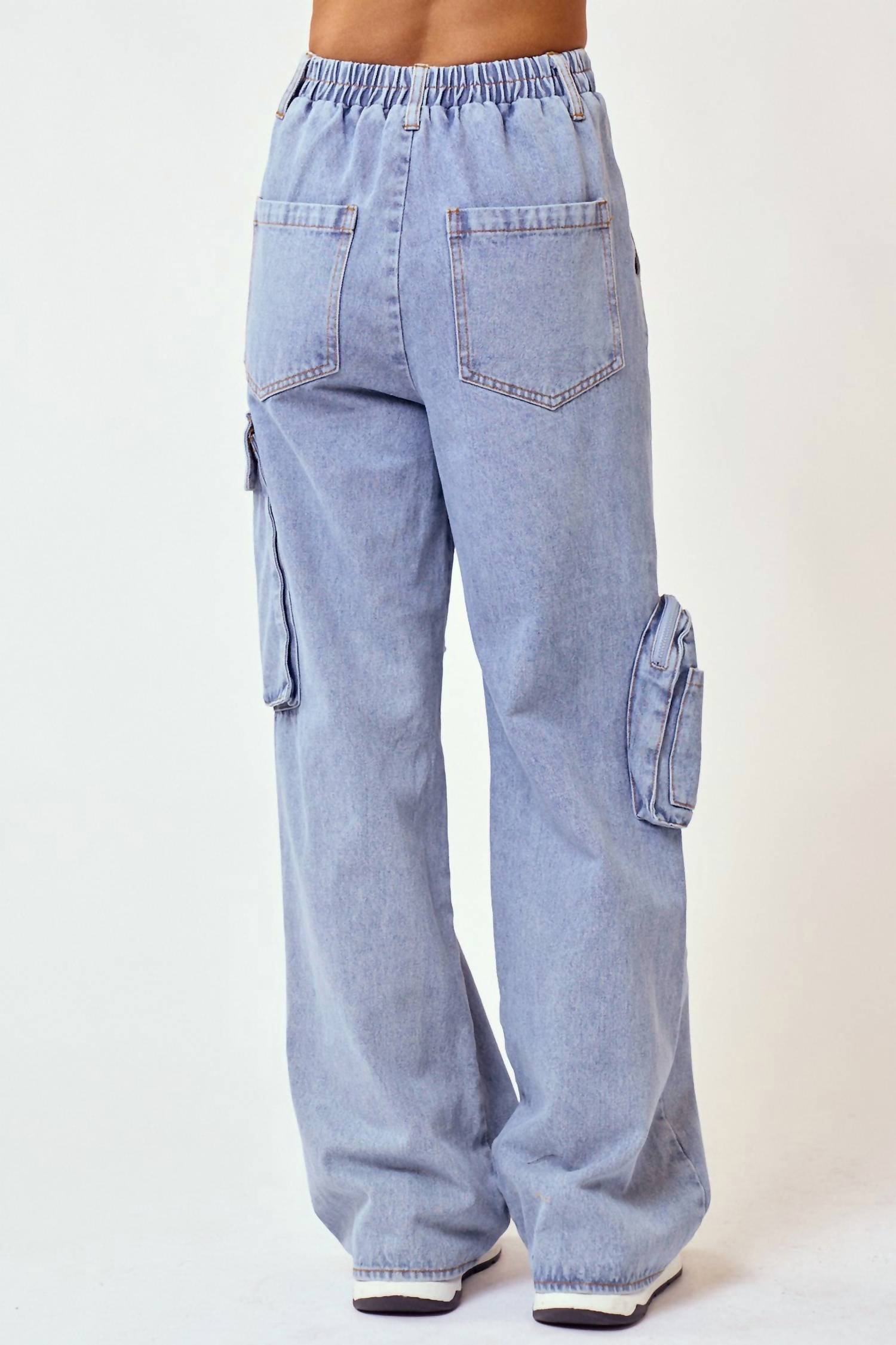 Blue Blush - Women's Denim Cargo Long Pants