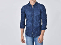 Eight X - Denim Floral Jacquard Button Down Shirt