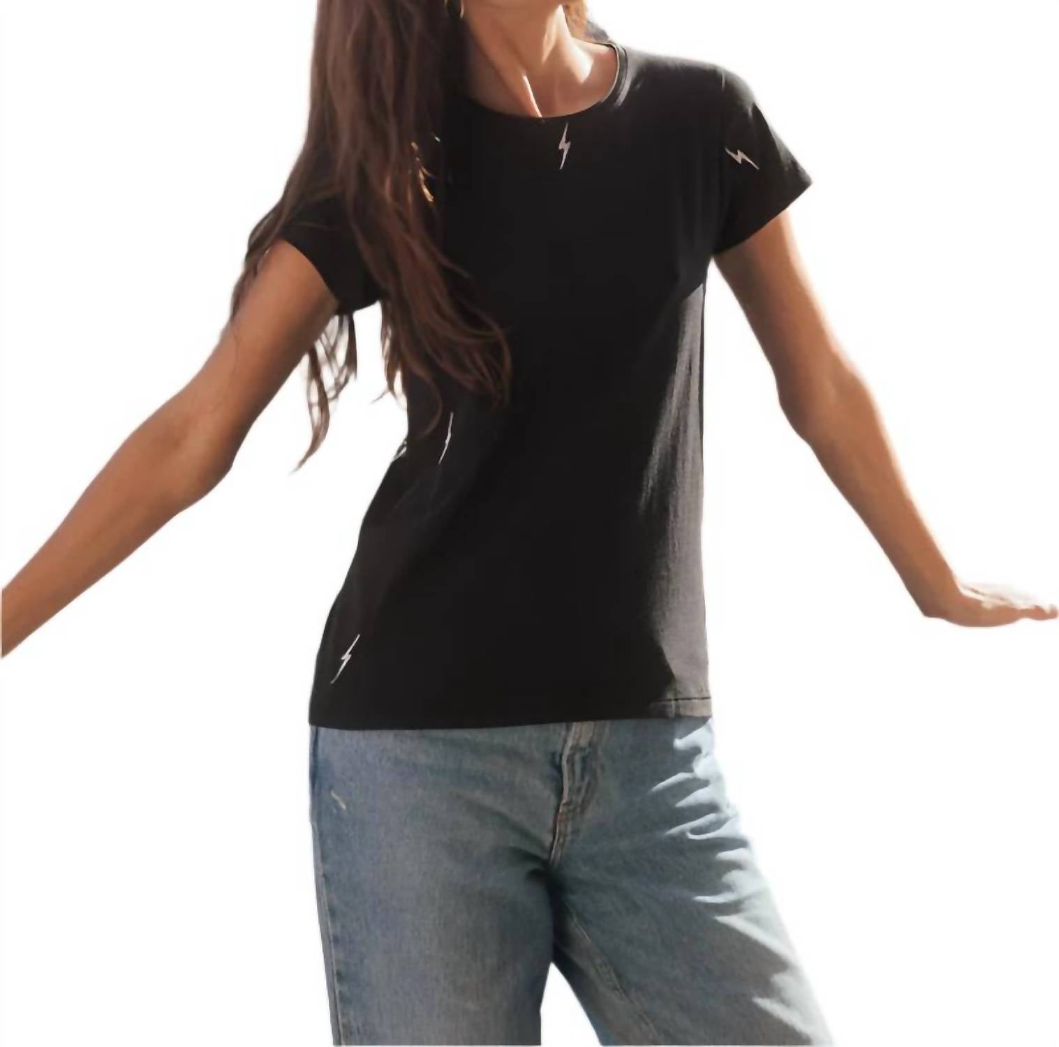 catherine gee Embroidered Bolt Cotton T-shirt in black - women's t-shirt