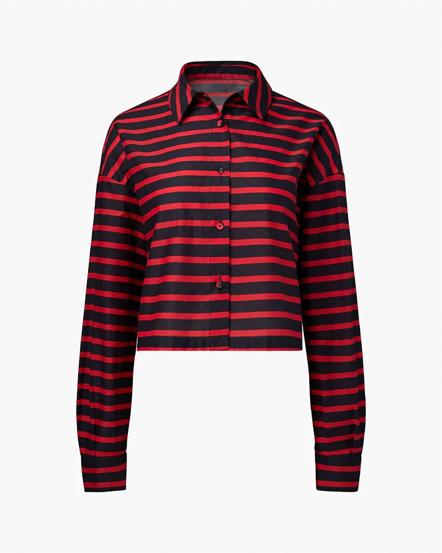 We Wore What - Long Sleeve Crop Button Down Shirt