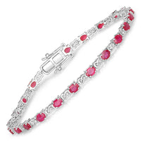 Diana M Jewels Women's Oval Natural Ruby Bracelet (4.60 Ct) - Statement in 14k white gold - women's jewelry