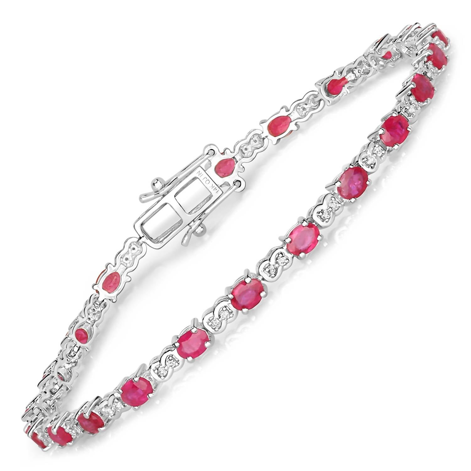 Diana M Jewels Women's Oval Natural Ruby Bracelet (4.60 Ct) - Statement in 14k white gold - women's jewelry