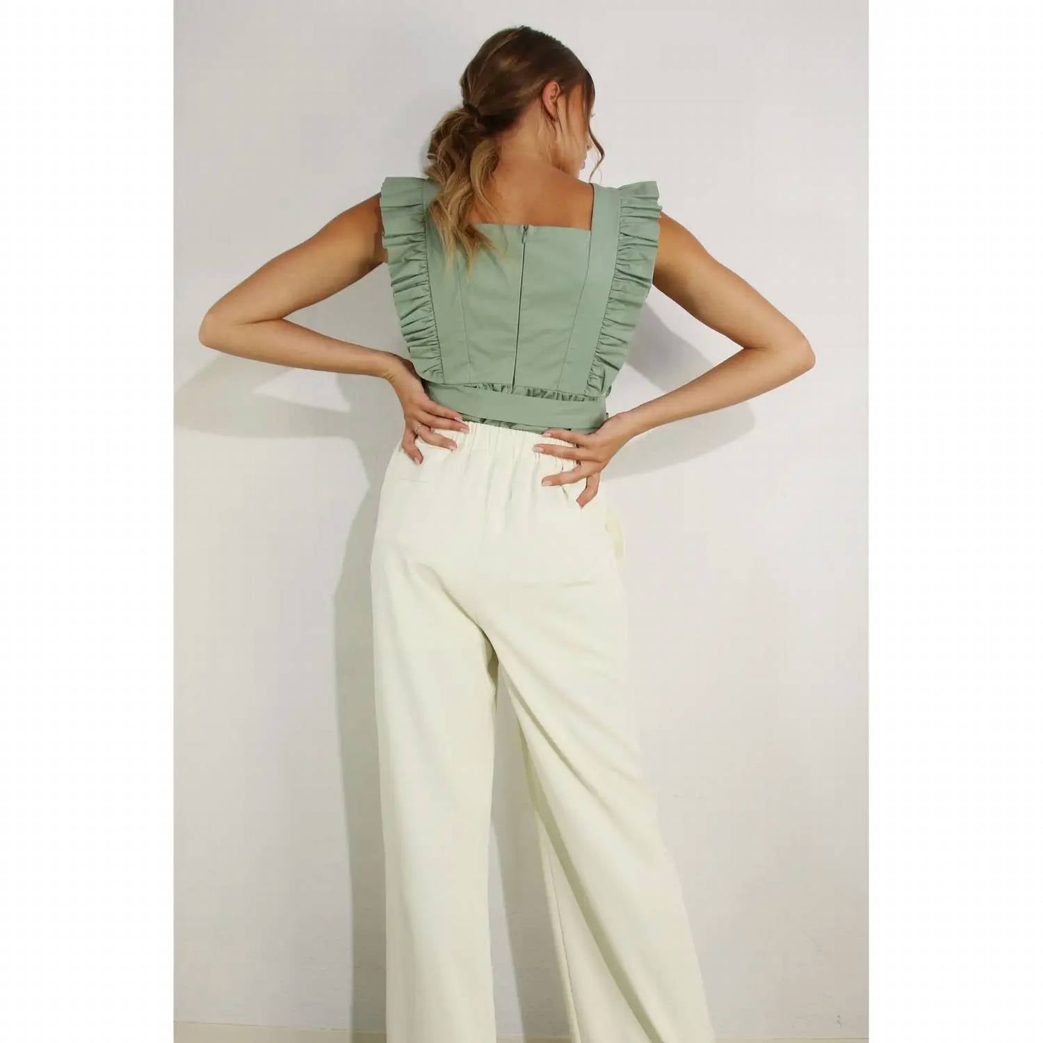 Mulla - Pleated Long Elastic Waist Pants
