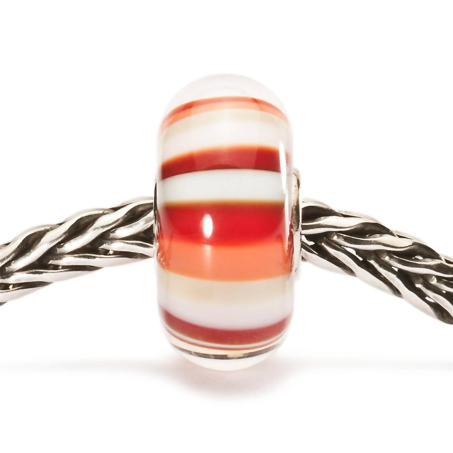 Trollbeads Women's Stripes Glass Bead Charm in strawberry - women's jewelry - detail view
